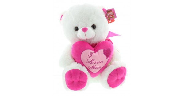 Shop for White and Pink I Love MOM Plush Teddy Bear Soft Toy Online at Lowest Price in India GRABADEAL